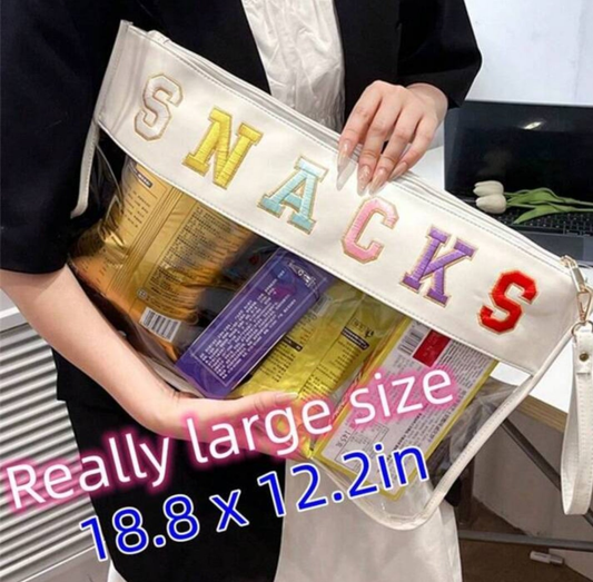 Transparent Embroidered Snack Wristlet Pouch Bag for travel vacation beach office home  school car plane train anywhere cocomoney