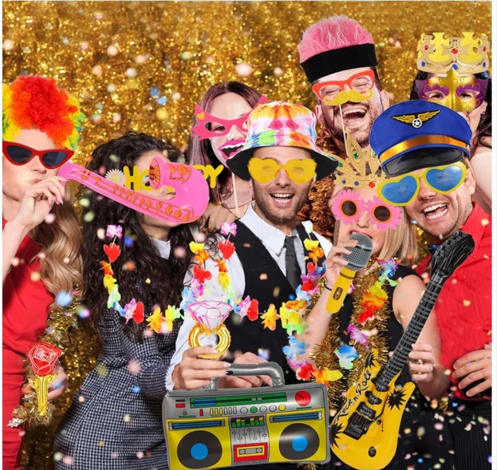 Party supplies Photo Booth Props Set for Adult, Novelty Funny Hats and Glasses, Colorful Wig, Inflatable, Phtot Booth Props Kit for Graduation, Wedding, Birthday, Bachelorette and All Occasions