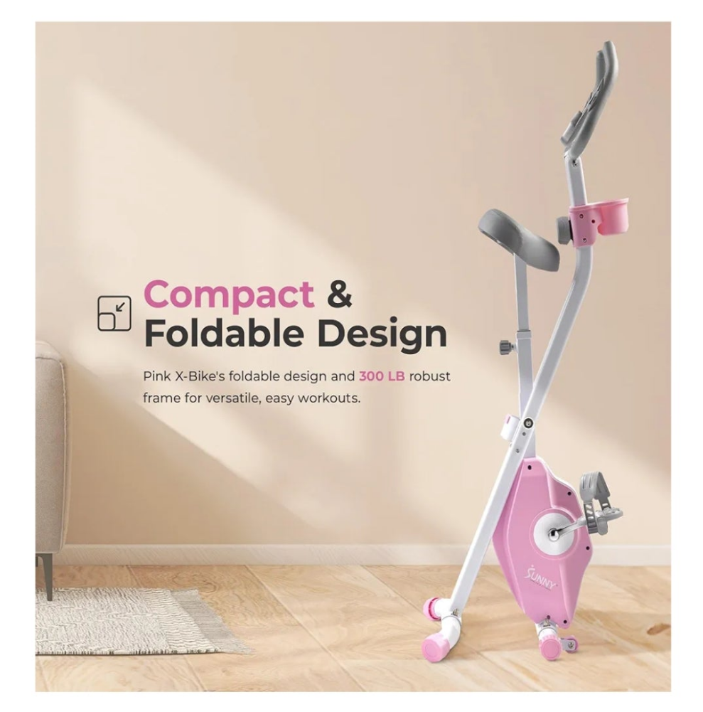 Health & Fitness Smart Folding X-Bike, Portable Compact Exercise Bike for Indoor Cycling Workout, Home Cardio Training Machine, Free SunnyFit App Bluetooth Connect, Optional Foldable Recumbent