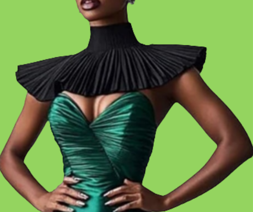 High Neck Asymmetrical Hem Fishtail Satin Maxi Dress-Dark Green [Custom-Made]COCOMONEY