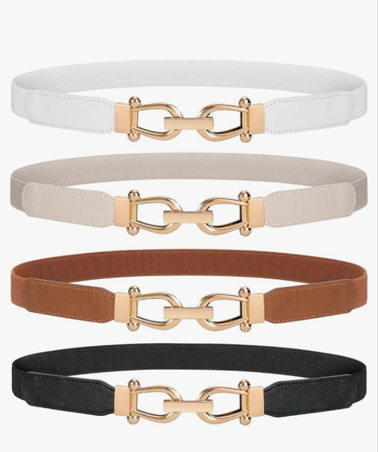 Women Skinny Belt for Dresses Retro Stretch Ladies Waist Belt Plus Size Set of 4
