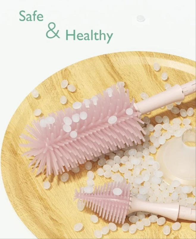 Bottle Brush Kit, Innovative Push-Press Design for Better Cleaning - Baby Bottle Cleaner Brush for Baby Bottle, Breast Pumps, Nipples, and More - Can Generate Foam for Better Cleaning