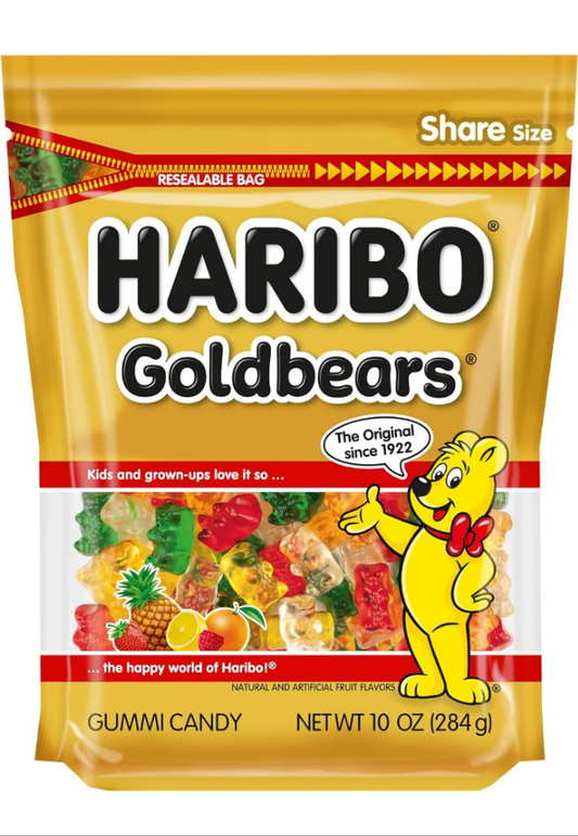 HARIBO Goldbears, Gummi Candy, 10 oz Resealable Bag, Assorted Flavors