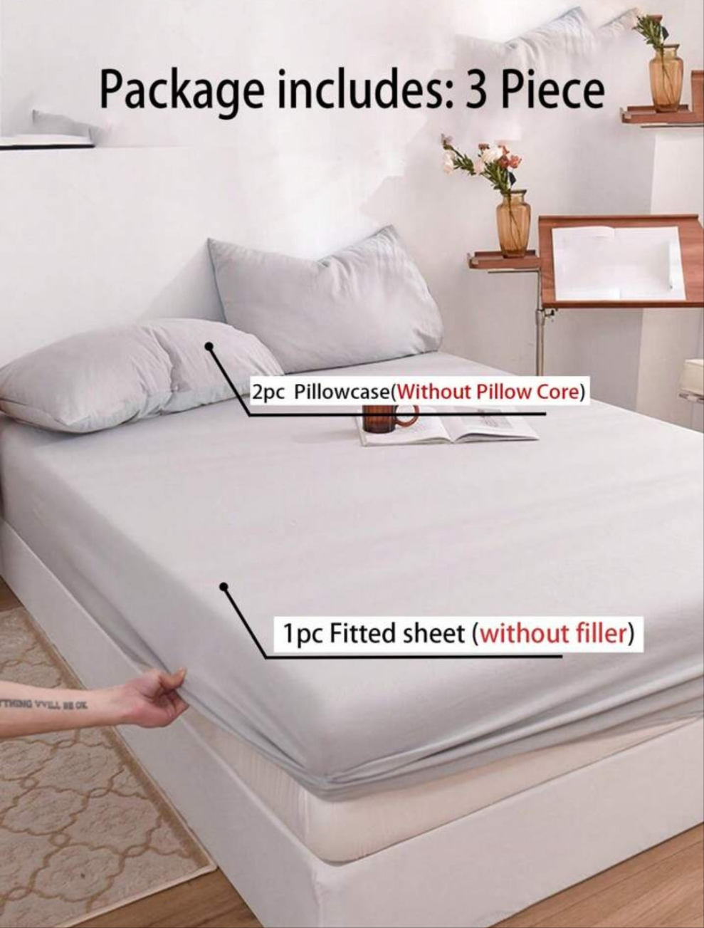 3pcs Solid Color Soft And Comfortable Brushed Bedding Set, Suitable For Bedroom And Guest Room 1 set