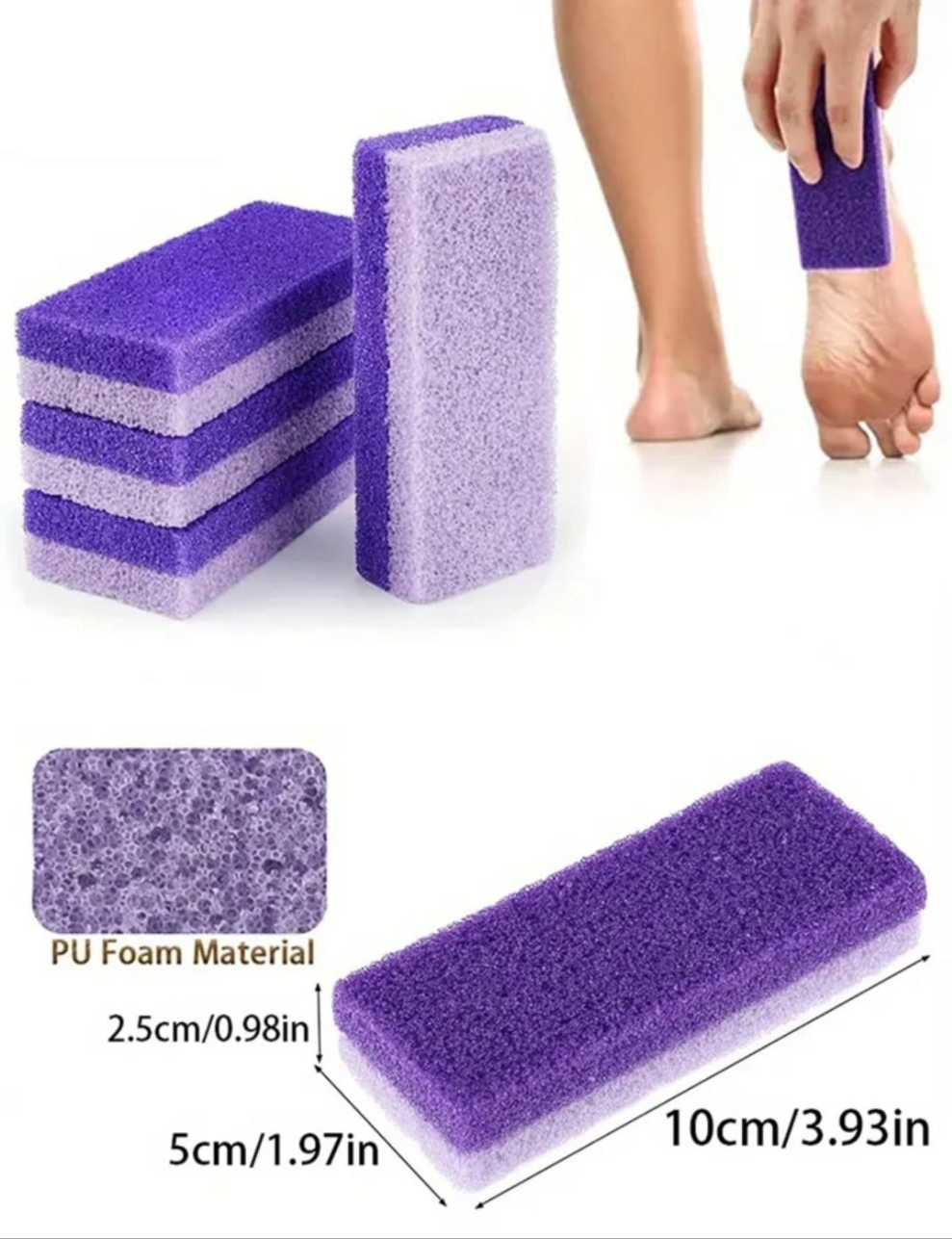 4Pcs Purple Foot Grinding Stone, PU Material Pumice, Sponge Block Pedicure Manicure Scrubber Scrub Tools Callus Exfoliate Feet Heel File Dead Skin Remover, Foot Care, Foot Scrubber, Feet Scrub, Valentine's Day Gifts, New Year Gifts, Travel Essentials
