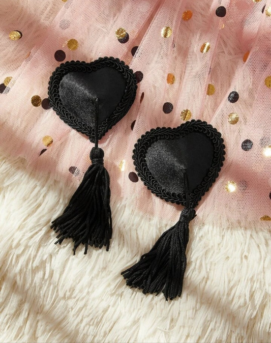 Nipple pasties heart tassels