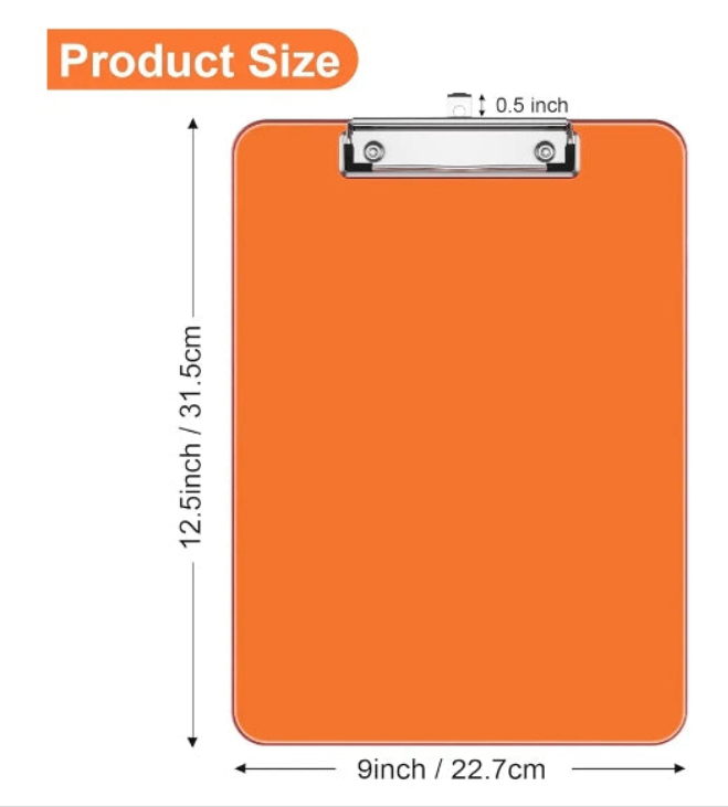 Plastic Clipboards with Low Profile Metal Clip, Translucent Clip Board, 12.5 x 9 Inch Letter Size | Office Supply | back to school