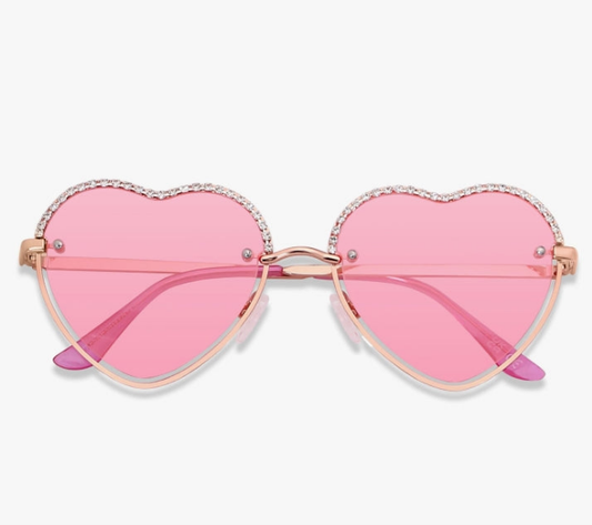 Trendy Heart Shaped Sunglasses Womens Rhinestone Love Eye Sun glasses Metal Lovely Fashion Diamond Sunnies