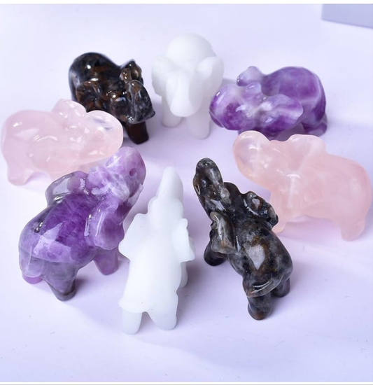 1.8 Inch White Jade Elephant Crystal Decor, Healing Crystal Cute Figurines,White Elephant Gemstones Decorations Statue, Lucky Reiki Stones in Home and Office Meditation Gift for Women and Men
