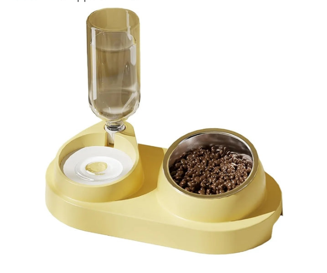 Pet Feeder Water Refill Pet Bowl Pet Feeder 2-in-1 Automatic Water Dispenser with Removable Stainless Steel Bowls Pet Supplies