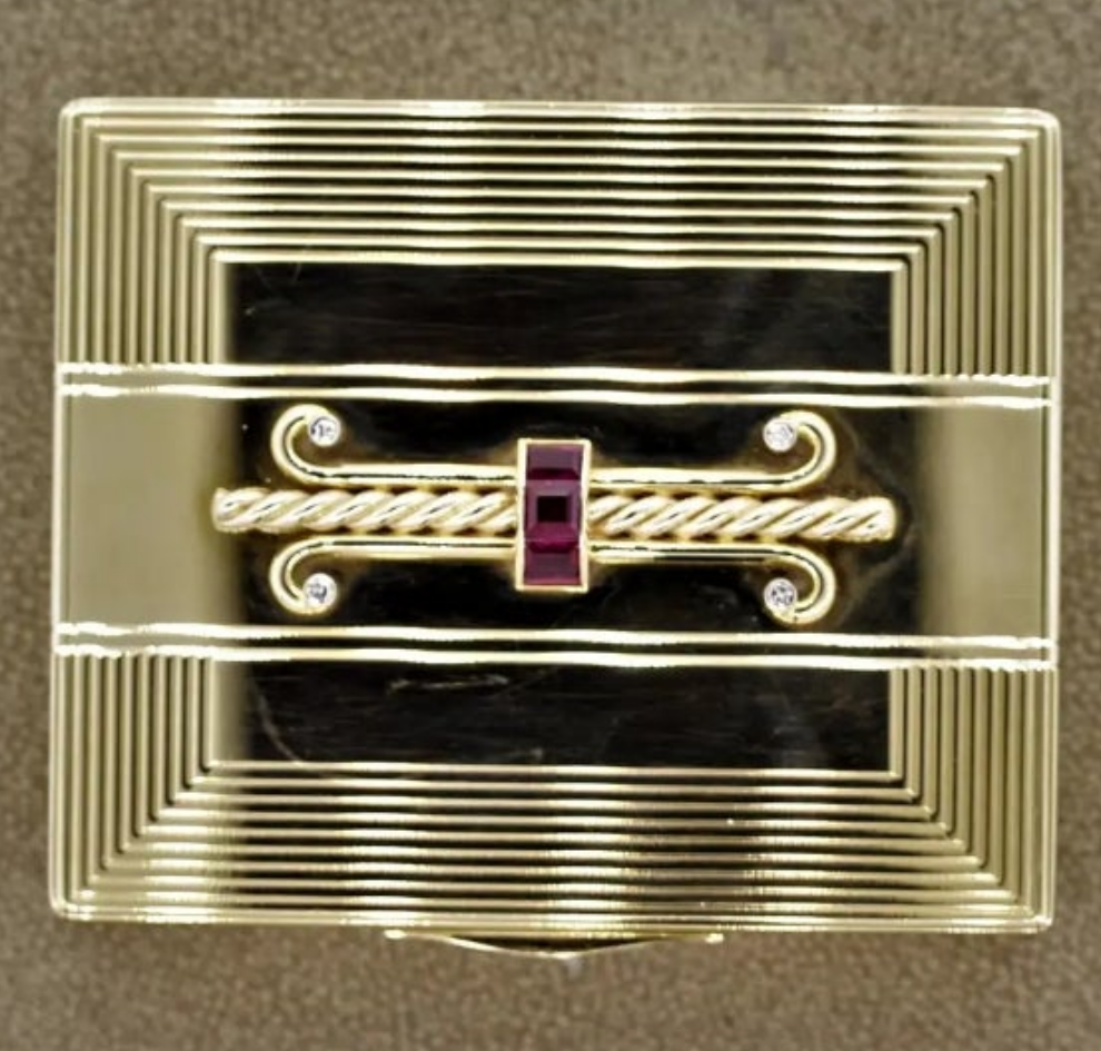 Tiffany & Co. Ruby Diamond Gold Compact Powder CaseGold,14k Gold,Yellow Gold diamond ruby