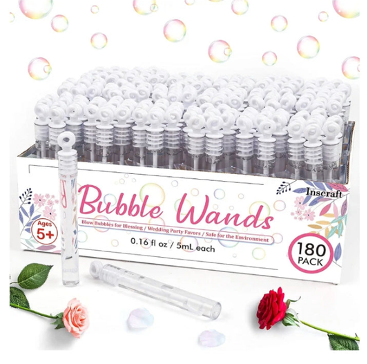 180 Pack Bubble Wands Bulk, Party Favors for Weddings, Valentine's Day, Anniversaries, Celebrations, Graduation, Birthday, Summer Toys Gift for Kids Adults by Inscraft