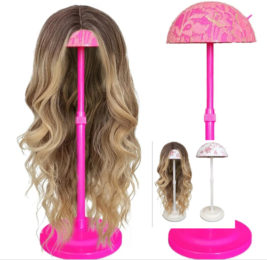 Wig Stand White 1PC Adjustable Height Portable Wig Holder Stands Non-Slip Wig Head Holders Sturdy Plastic Wig Head Stand for Multiple Wigs and Hats Styling Drying Display
