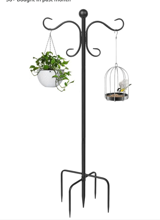 76 Inch Adjustable Double Shepherds Hooks for Outdoor Heavy Duty, Two Sided Garden Bird Feeder Pole for Hanging Plant Baskets, Solar Lights, Weddings Decor