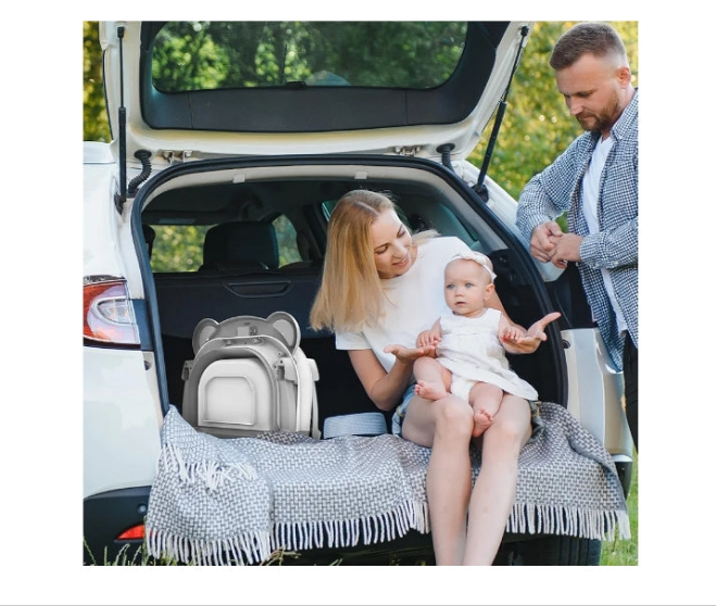 Collapsible Baby Bathtub for Newborn with Thermometer & 1 Hooded Towel & 1 Soft Floating Cushion,Portable Travel Bathtub with Drain Hole, Durable Foldable Baby Tubs for Infants to Toddler