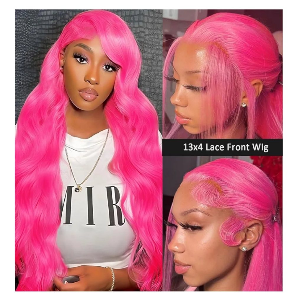 Pink Lace Front Wig Human Hair 200 Density 13x4 Body Wave HD Lace Front Wigs Human Hair Pre Plucked Human Hair Lace Front Wigs Colored 20 Inch
