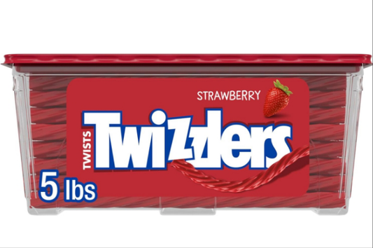 TWIZZLERS Twists Strawberry Flavored Licorice Style, Low Fat Candy Tub, 5 lb
