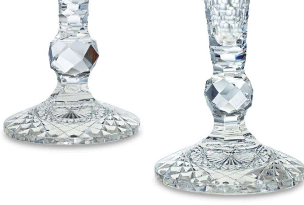 Beautiful Pair of Queens Pattern Trumpet Vases by Hawkes