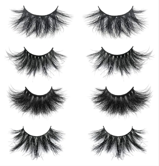 20 Pack 25mm False Eyelashes, Real Mink, Handmade Full Strip, Cruelty Free, Dramatic 3D Lashes, Black, 20 Pairs