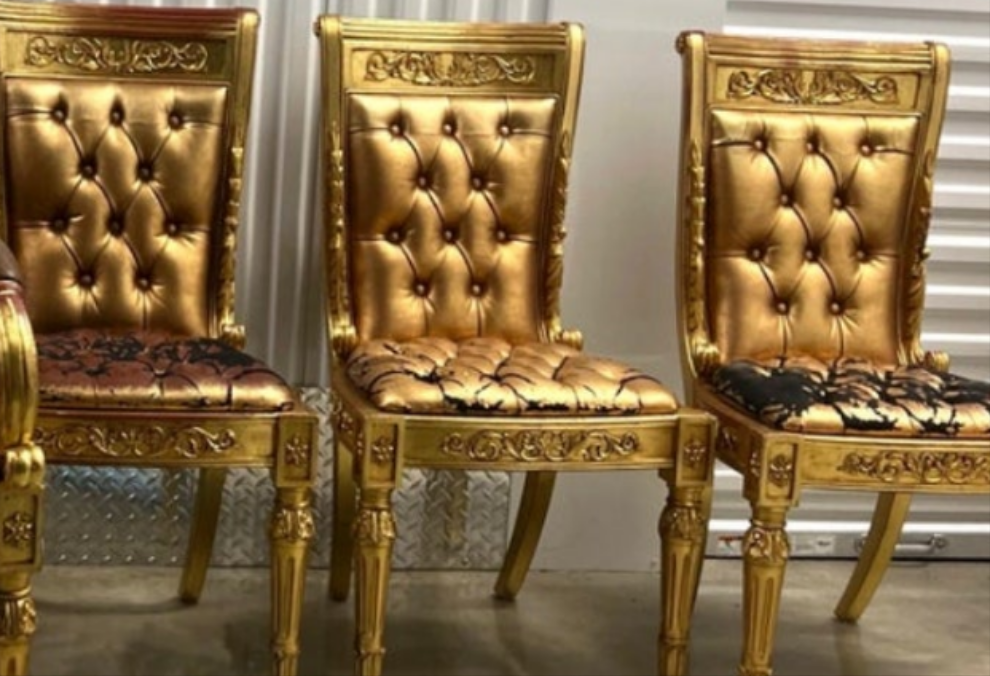 Versace Original Vanitas Gilt Dining Chair Set of 6, Gianni Versace, 1994