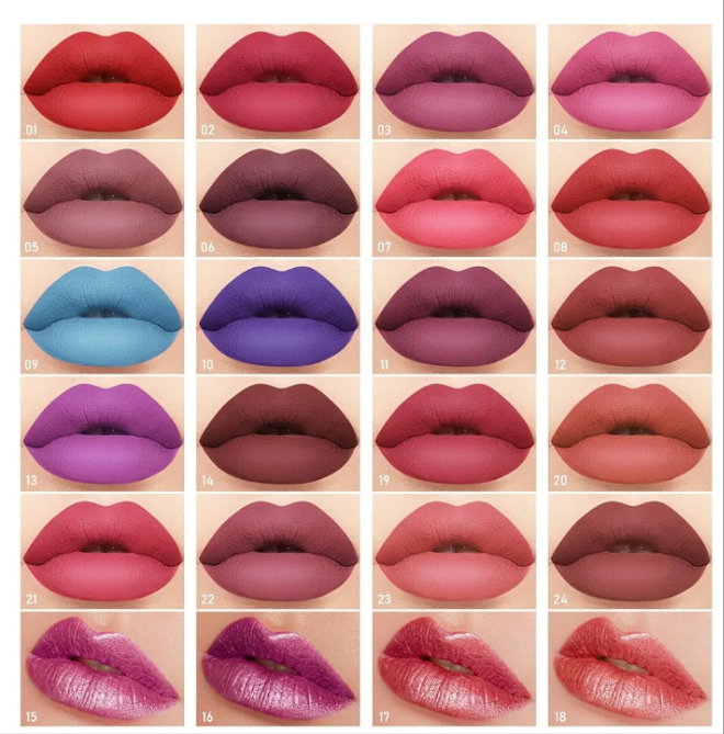 Colors Matte Velvety Liquid Lipstick Set,Waterproof Long Lasting Non-Stick Cup Liquid Lipgloss Beauty Cosmetics Makeup Kit