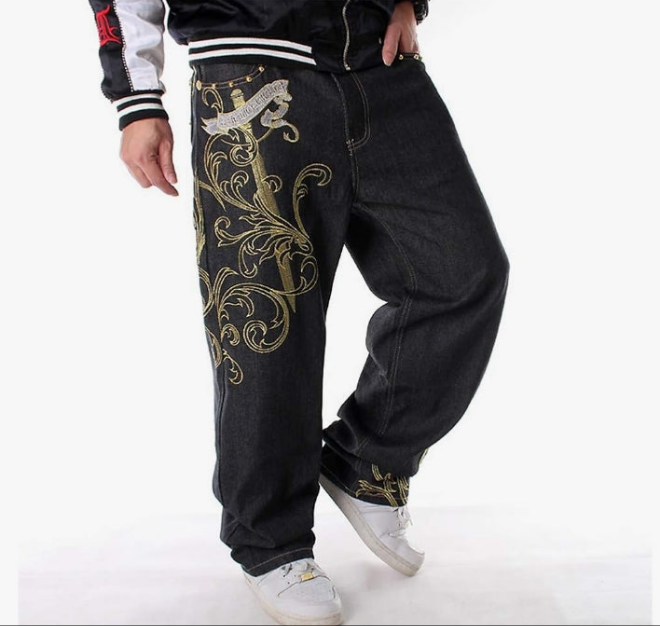 Men's Baggy Jeans Hip Hop Loose fit 90s Vintage Cargo Denim Pants Fashion Dance Skater Skateboard Pants