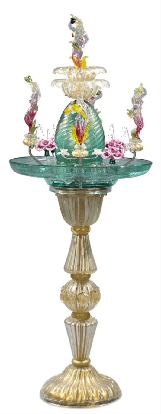 24-Carat Gold Leaf Murano Venetian Glass Water Fountain Incredible