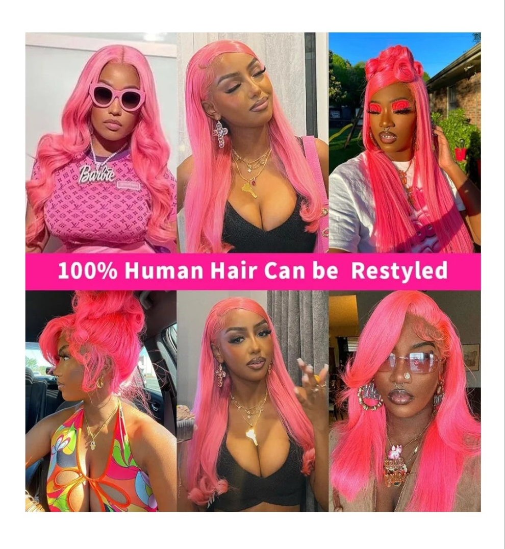 COCOMONEY Lace Front Wigs Human hair Pink Wigs Human Hair Body Curly Human Hair Wig For Women Body Wave Lace Frontal Wigs Human Hair 200% Density HD Transparent Pre Plucked 26 inch