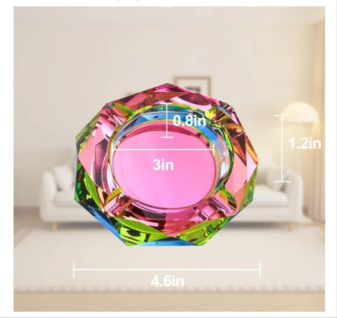 Crystal Ash Tray, Glass Cigar Ashtray for Outside Patio Outdoor and Indoor, Home Ashtrays for Smokers Cigarettes, Gift Packaging,