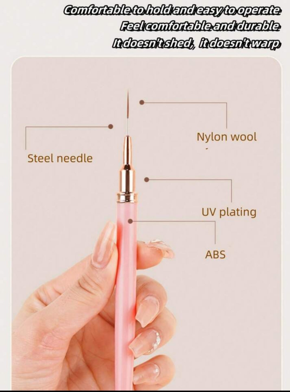 Nail Art Liner Brushes, 5Pcs Painting Nail Art Brush 5pcs/Set Plastic Handle Nail Dotting Drawing Tool For Long Lines, Fine Drawing Sizes 6/9/11/15/25mm(Pink Gold) Painting Design Tools Nail Fine Drawing Pen material abs