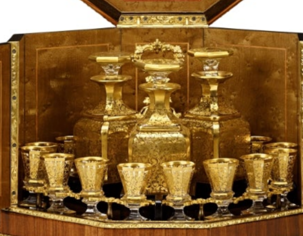 Baccarat Cave à Liqueur with Sèvres Porcelain