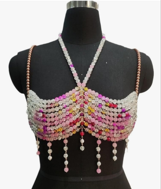 Beaded Body Chain Body Jewelry for Rave Concert Beach Music Festival Multicolor