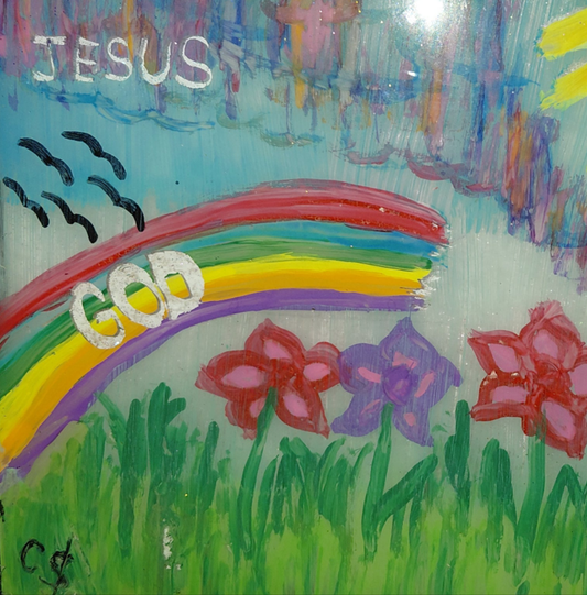 COCOMONEY ART Prayer 1 OF 1 CUSTOM PIECE BY COCOMONEY painting on glass