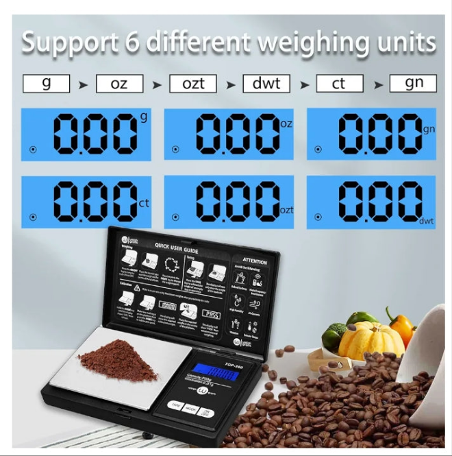 200g Digital Pocket Gram Scale 0.01g Accuracy, 200g x 0.01g Mini Digital Grams Scale, Small Food Scale, Jewelry Scale, Ounces Grains Scale With100g Calibration Weight