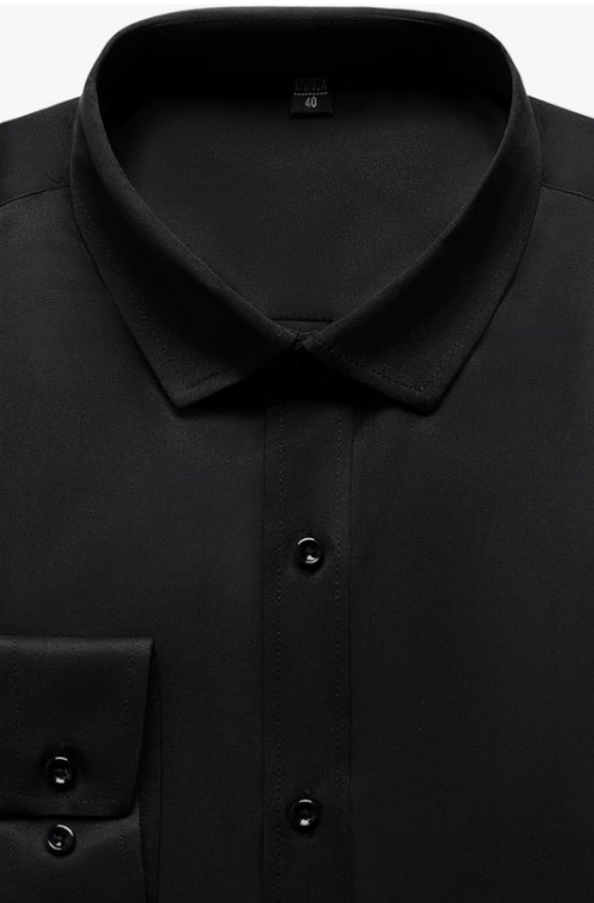 Men's Stretch Wrinkle Free Dress Shirts Formal Wedding Prom Long Sleeve Slim Fit Button Down Shirts