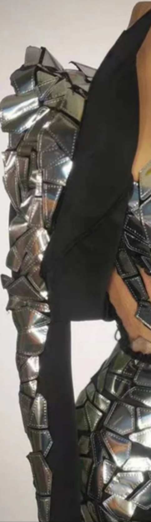 COCOMONEY Mirror Sequin Patchwork Square Neck Mini Dress-Black