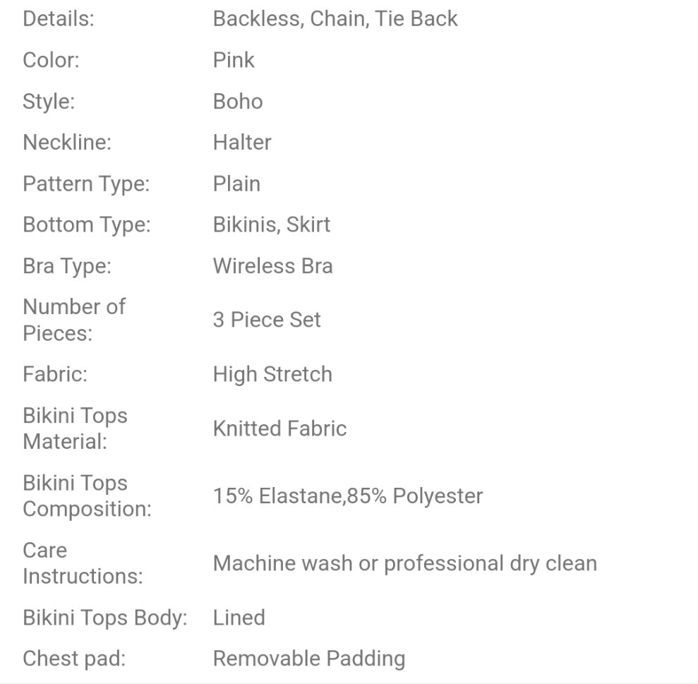 Plus Size Women's 3-Piece Solid Color Halter Tied Split Sarong Mini Skirt Bikini Swimwear Set, Sexy & Chic, Slimming, For Beach & Pool COCOMONEY