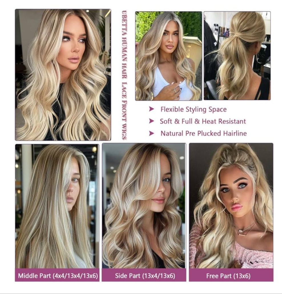 13x6 Lace Front Wigs Human Hair Brown Roots to Golden Blonde Balayage Blonde Wig Human Hair Highlights Glueless HD Lace Front Wigs Human Hair Pre Plucked 22 Inch Lace Front Wigs for White Women