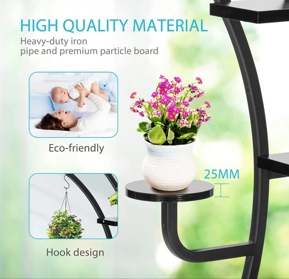 6-Tier Curved Plant Stand with Hanger indoor 3 colors to choose from cute 😍