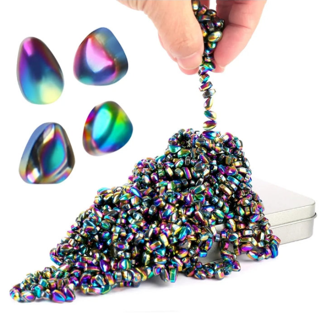 Fidget Toys for Anxiety】Each set of fidget toys has over 550 ferrite stones in a metal tin. You can gab the right account according to your hands, mash ‘em, mold ‘em, stack ‘em, Or make various shapes. When the rock slides from your fingers, feel its temp