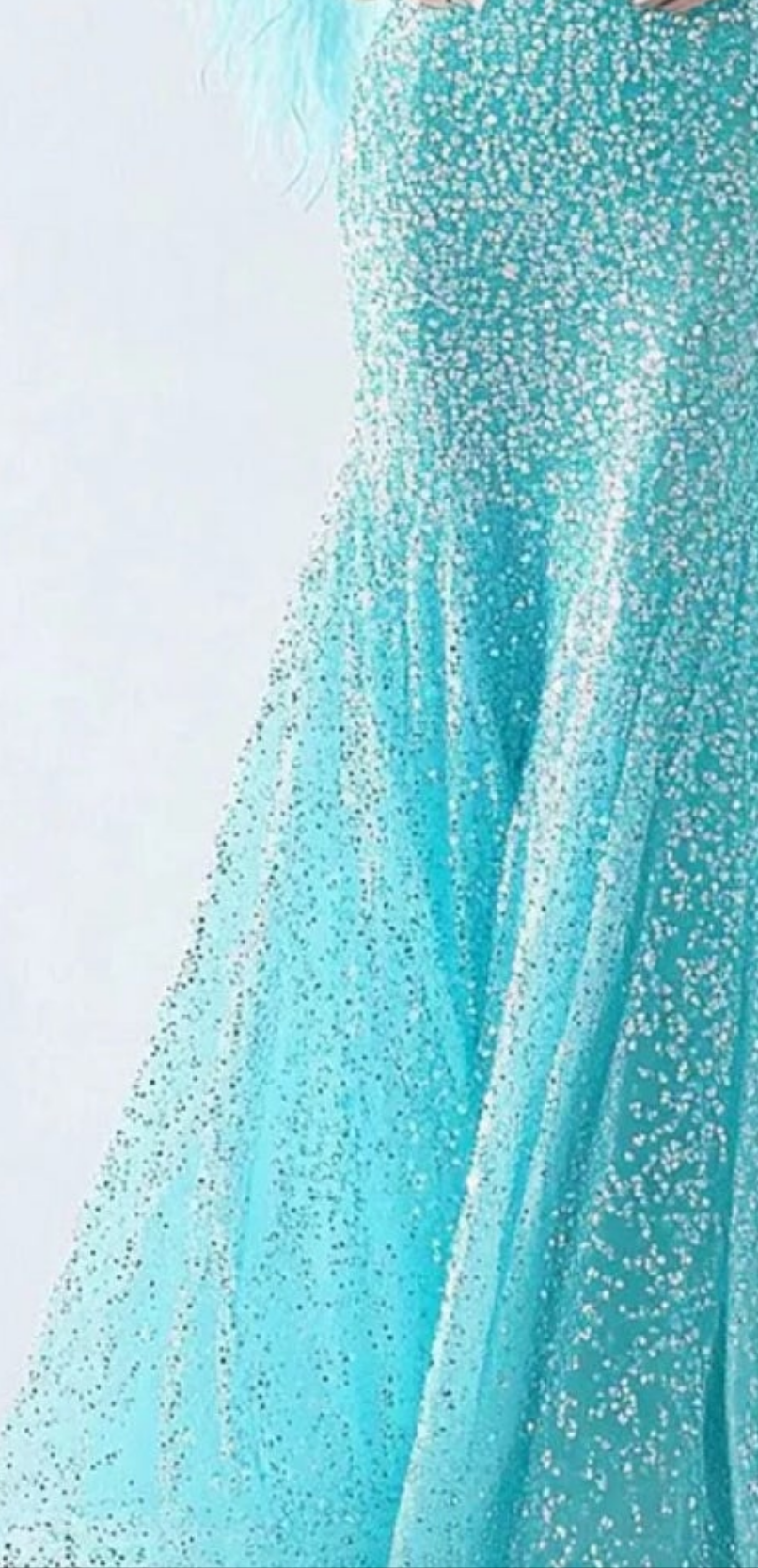 Rhinestone Feather Long Sleeve Fishtail Maxi Dress-Blue [Custom-Made] COCOMONEY
