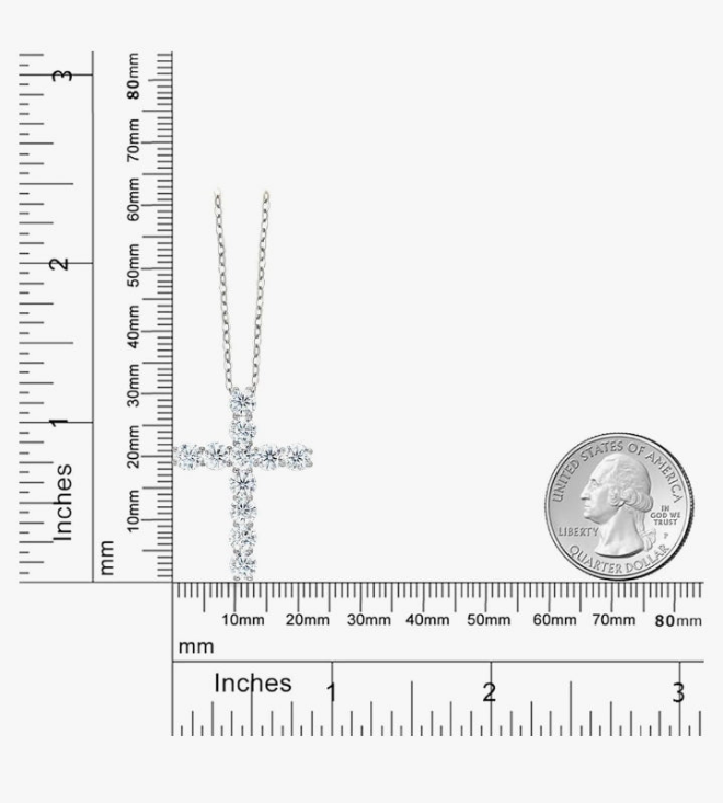 Moissanite Cross Necklace | 925 Sterling Silver | 2.53 Cttw | 1.20 Inch | Jesus Christian Reiligous Crucifix Jewelry Pendant Necklace for Women | with 18 Inch Silver Chain