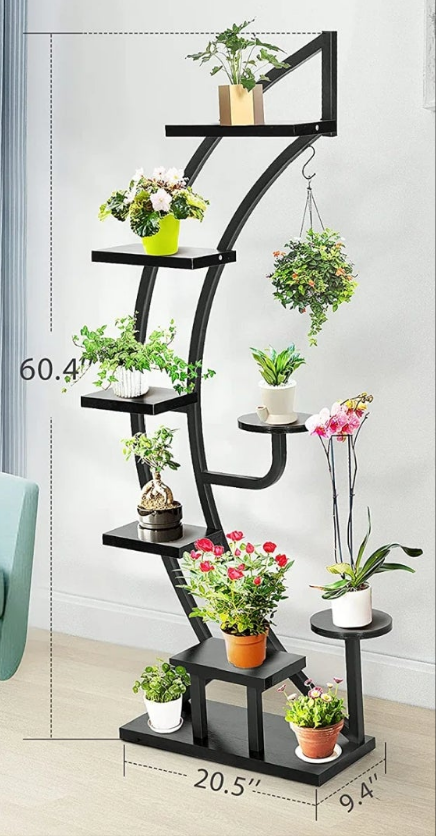 6-Tier Curved Plant Stand with Hanger indoor 3 colors to choose from cute 😍