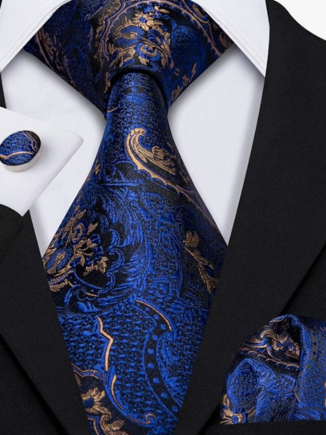 Men Tie Classic Silk Gift Necktie With Tie Clip Jacquard Woven Neck Ties 6PCS