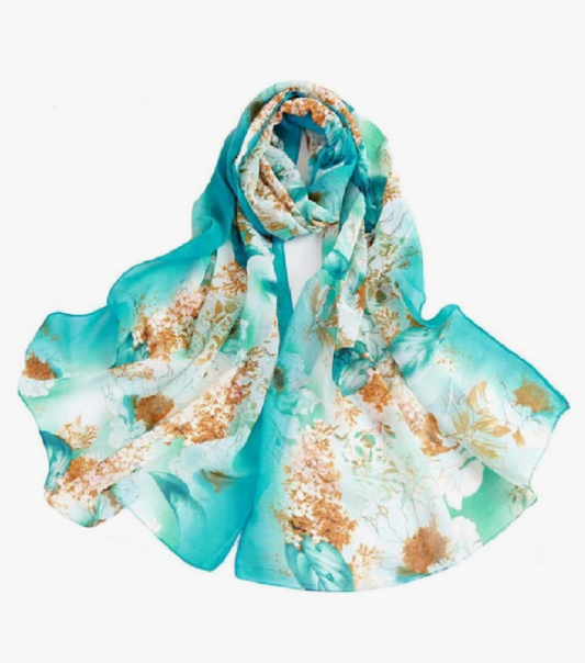 Women's Chiffon Scarf Lightweight Scarves Fashion Floral Print Scarfs Shawl for Ladies and Girls
