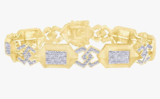 COCOMONEY White Natural Diamond Tennis Bracelet In 10k Solid Gold (4.25 cttw)