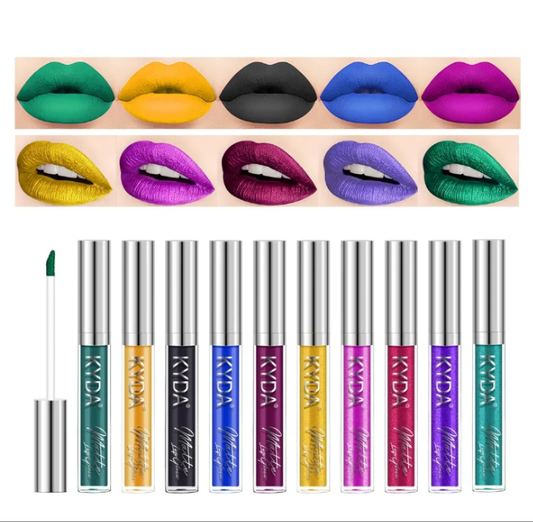 10 Colors Lipstick, Matte Velvet&Glitter Metallic Colors, for Glossy Radiant&Full Matte Lip Gloss, Non-Stick Cup Long Wear Lip Glaze, High Pigmented Lipstick Cosmetic-