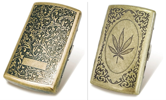 Metal Cigarette Case King Size for Man Women 85mm Tobacco Box 16 Capacity Sturdy Double Sided Spring Clip Open Pocket Holder Protective Security Wallet Vintage Bronze Birthday Christmas Gifts