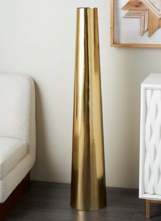 Stainless Steel Metal Minimalistic Tall Floor Cone Decorative Vase Room Decor For decoration or flowers