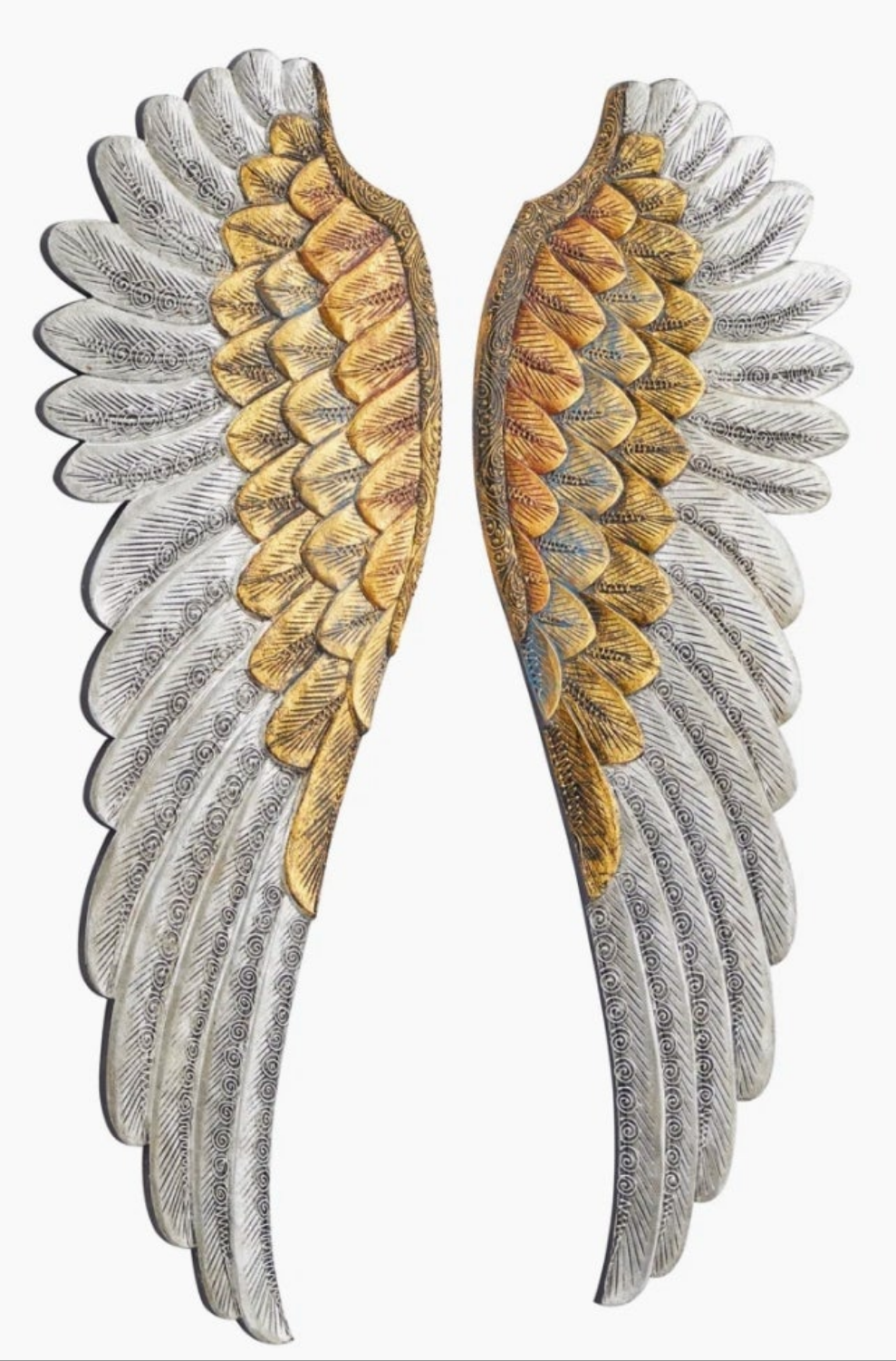 Wood Carved Angel Wings Bird Gold Wall Decor with Gold Accents Set room Decor